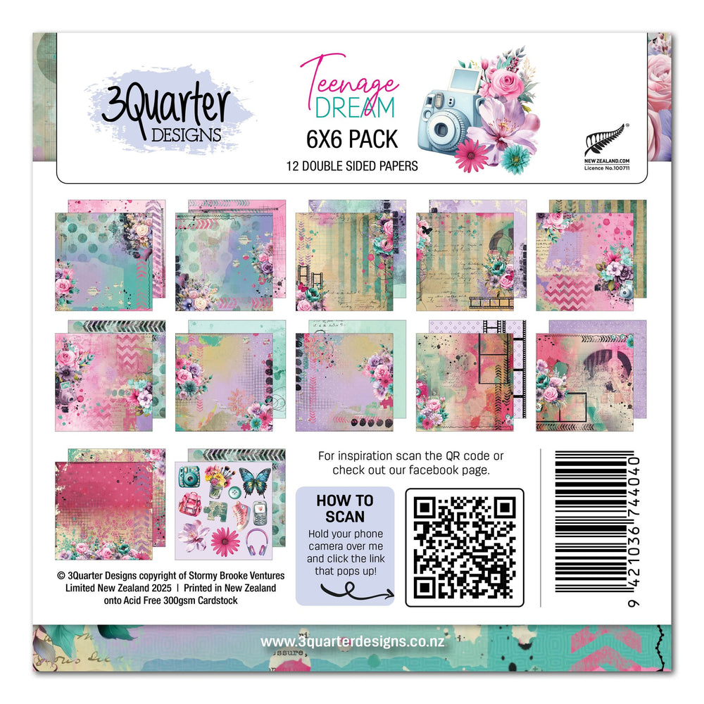 3Quarter Designs Teenage Dream 6x6 Paper Pack — Ecstasy Crafts
