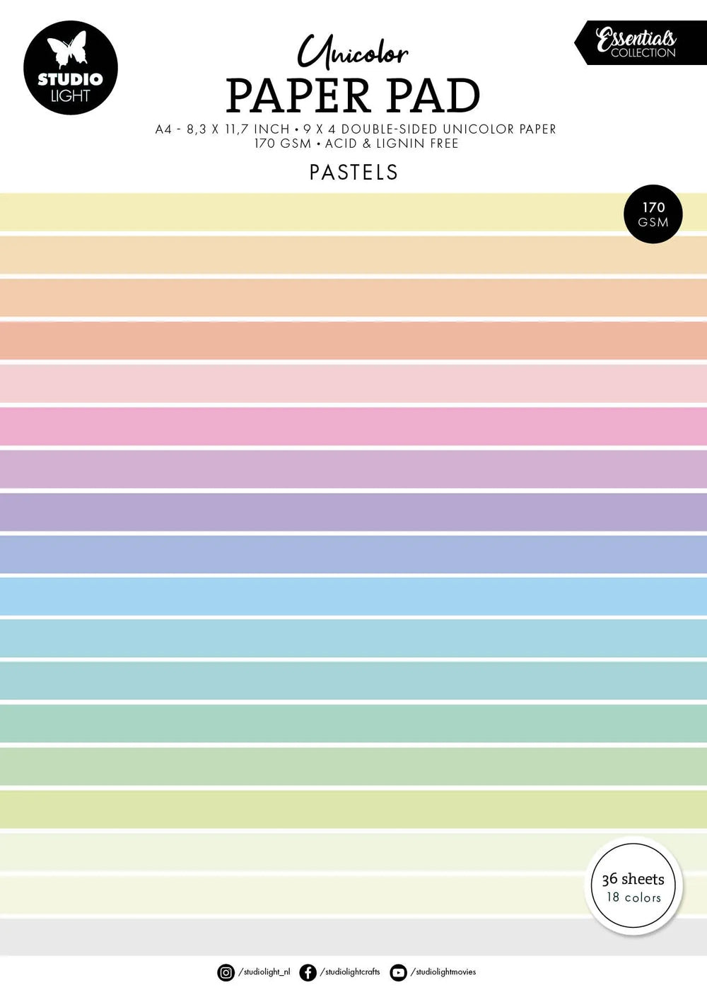 Bloc de papier SL Unicolor Tons Pastel Essentiels 36F