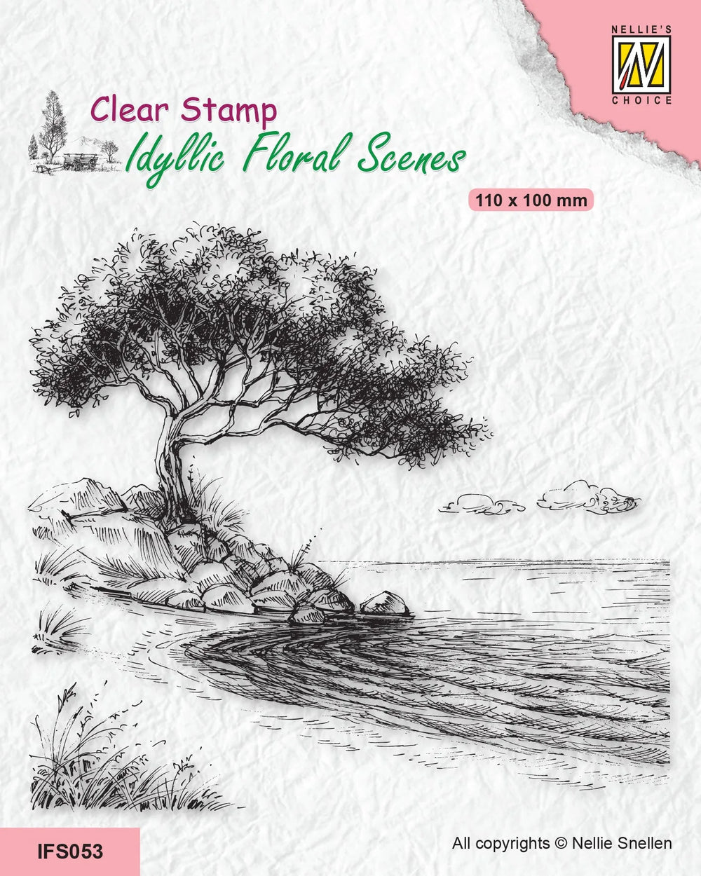 Nellie's Choice Tampon Transparent Scène Florale Idylle - Arbre sur la Rive