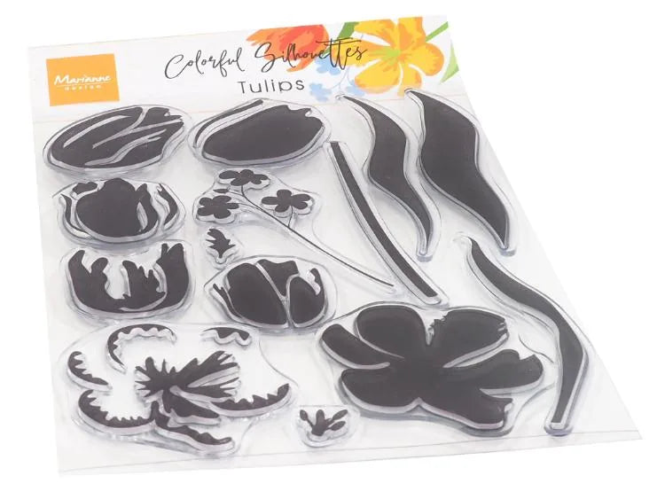 Tampons transparents Tulipes Silhouettes Colorées