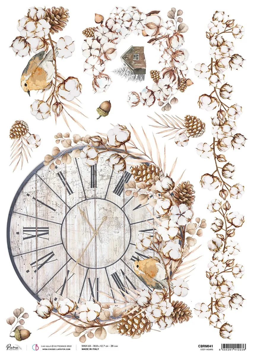 Papier de riz A3 Piuma Cozy Hours - 3 feuilles