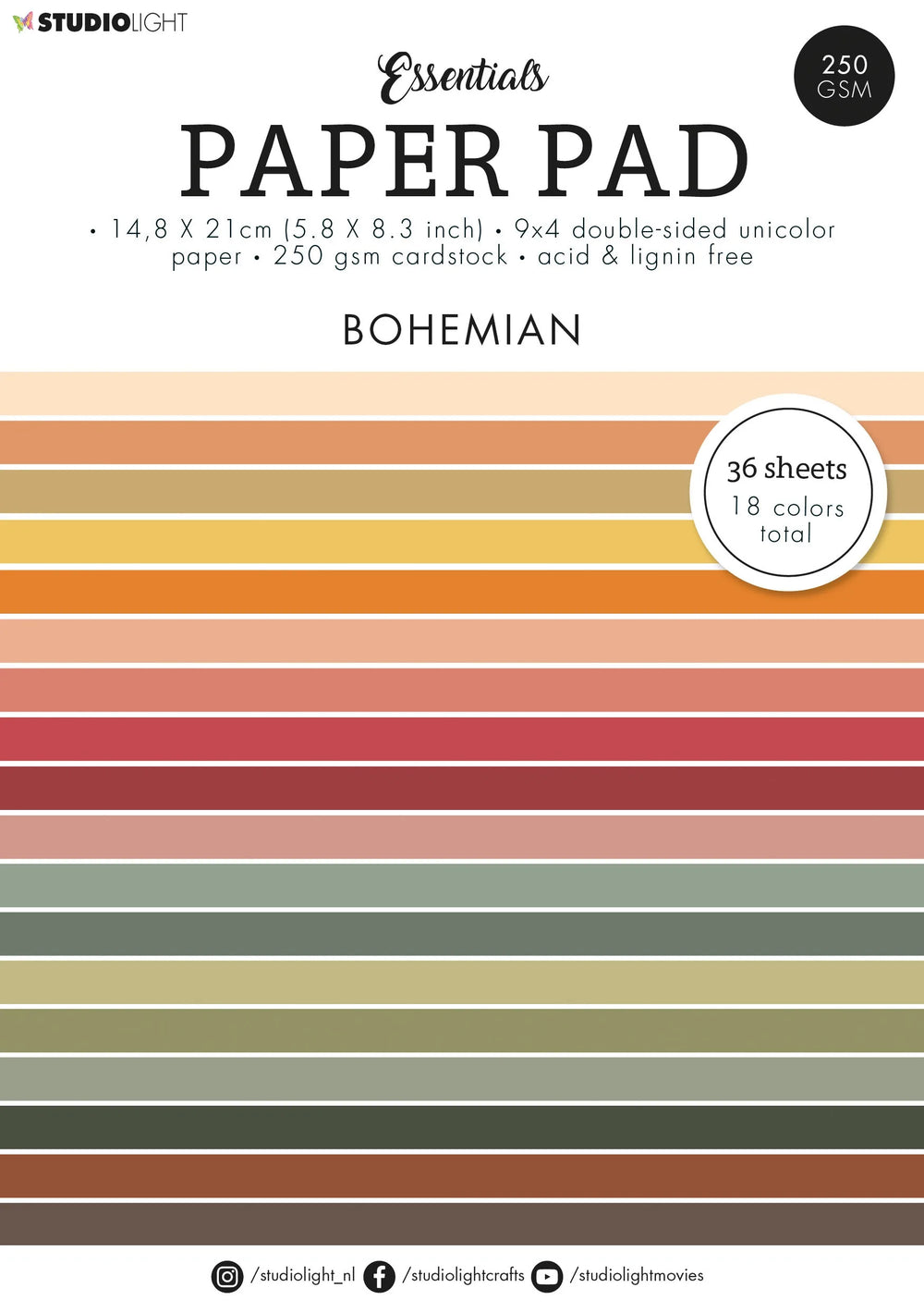Bloc-notes SL Unicolor Papier Essentiels Bohémiens 210x148x9mm 36F no.90