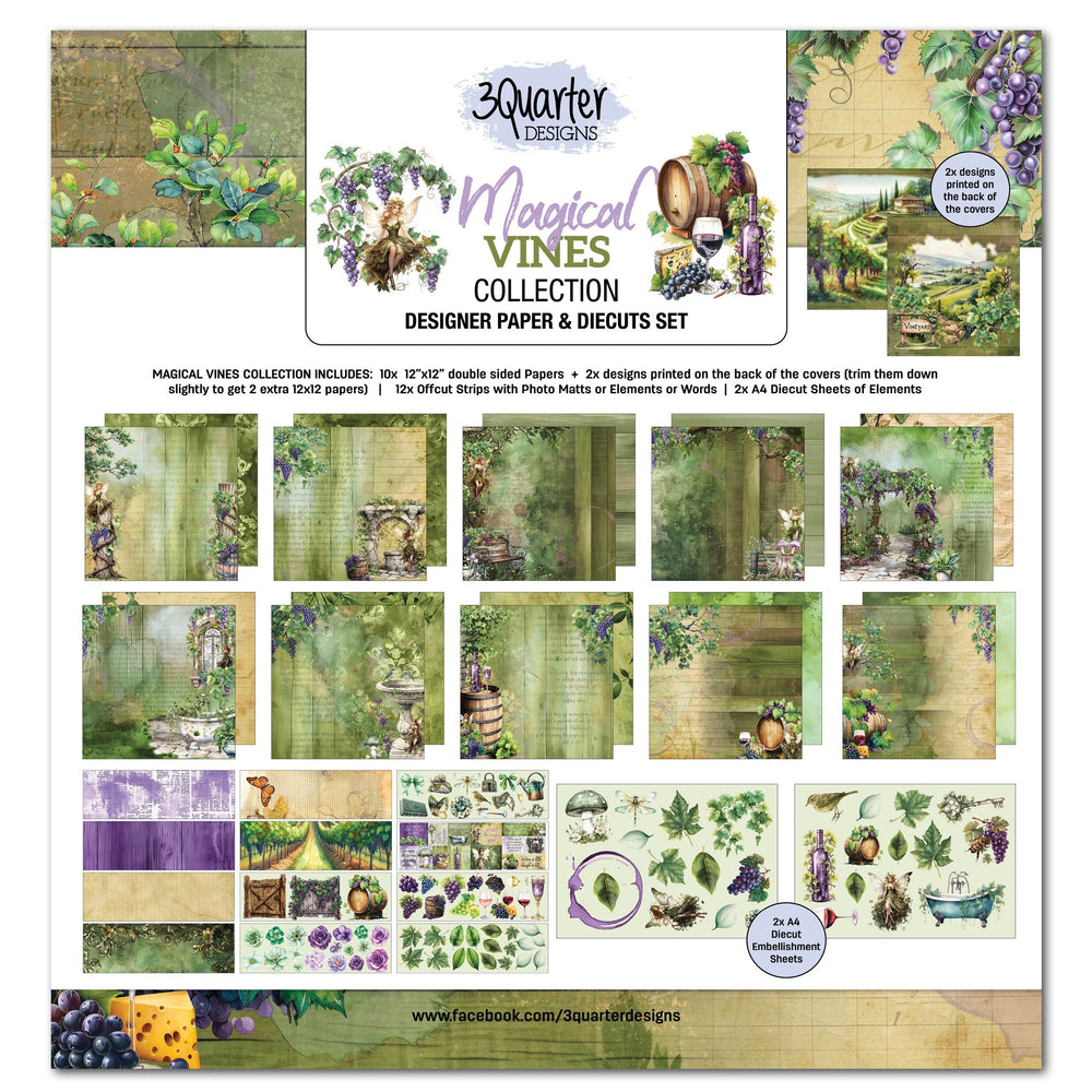 3Quarter Designs Magical Vines 12x12 Design Paper & Diecuts Set — Ecstasy Crafts
