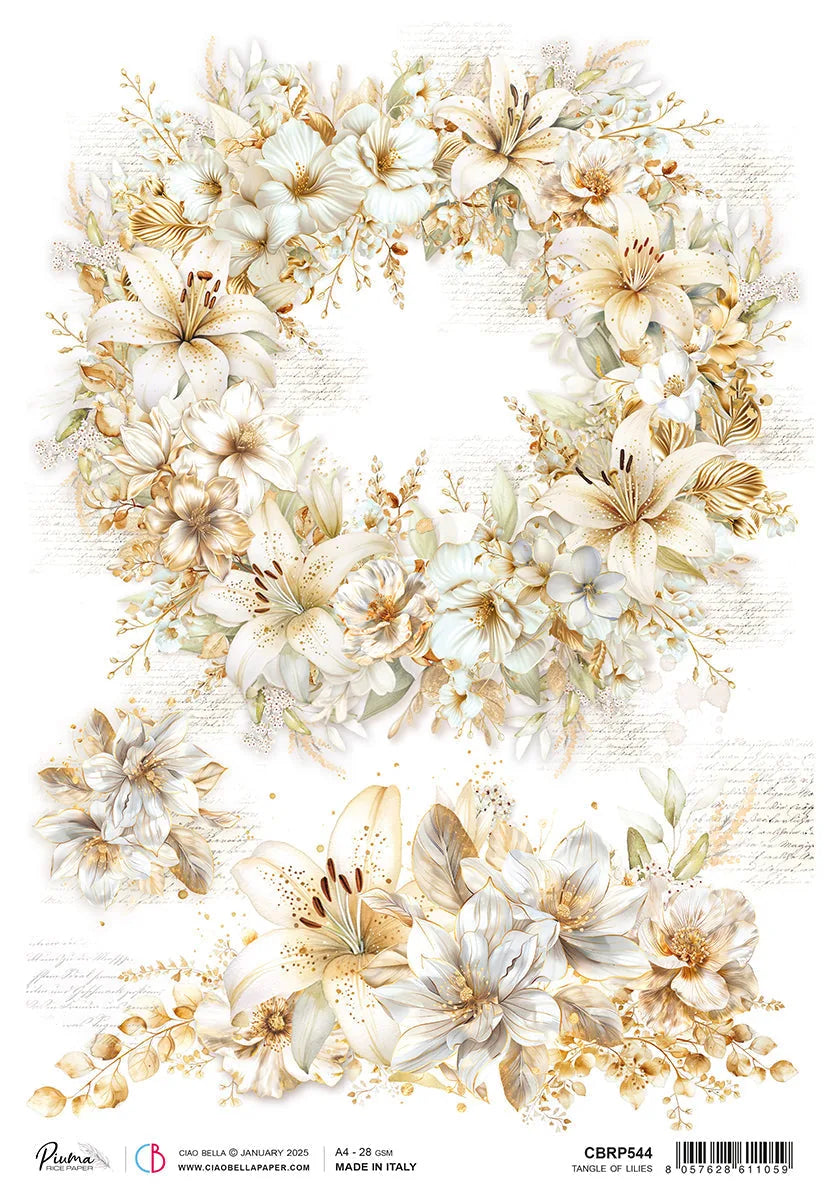Papier de riz A4 Tangle Of Lilies - 5 feuilles