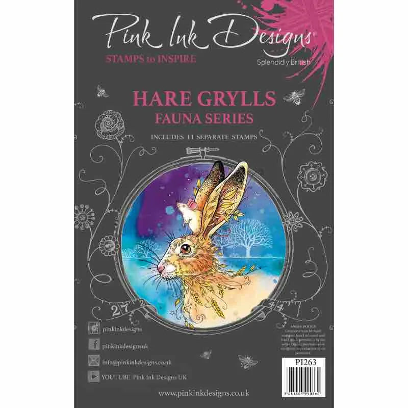 Pink Ink Designs Hare Grylls 6 in x 8 in Clear Stamp Set