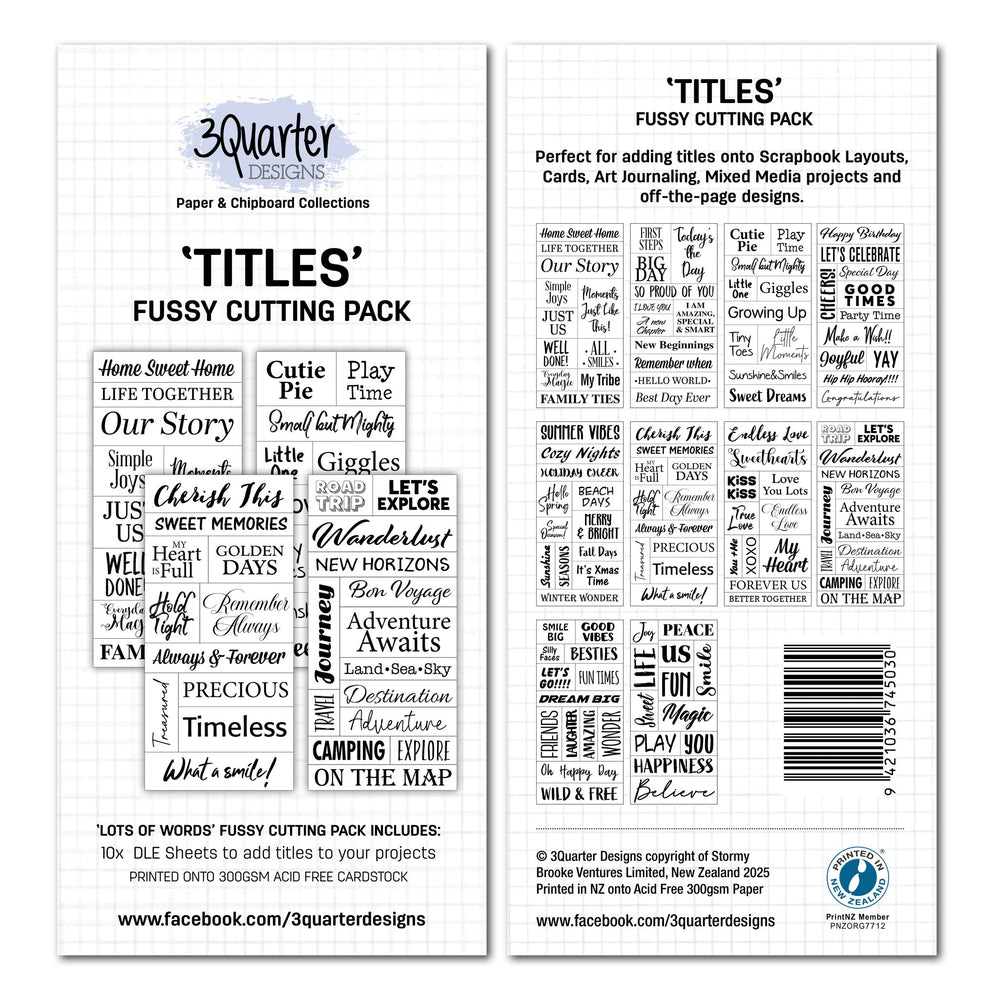 3Quarter Designs Fussy Cutting - Titles — Ecstasy Crafts
