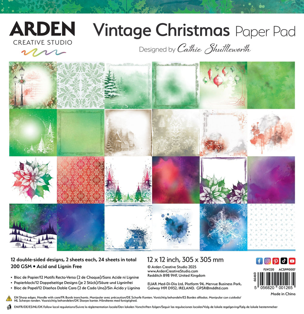 Arden Creative Studio Vintage Christmas 12in x 12in Paper Pad — Ecstasy Crafts