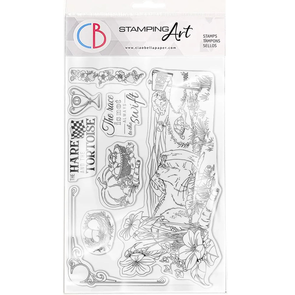 Ciao Bella Tampons Transparent 6"x8" Le Lièvre et la Tortue