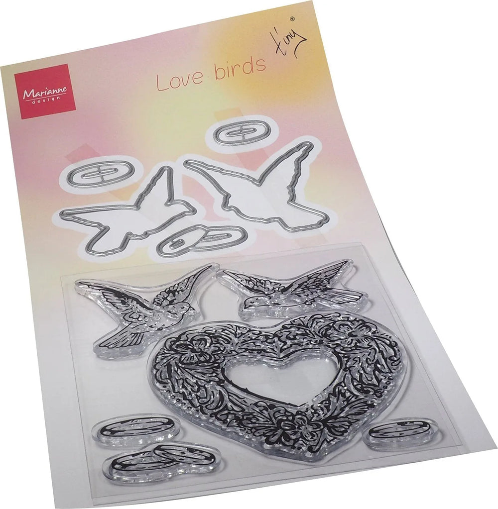 Ensemble de tampons et matrices Marianne Design - Petits oiseaux d'amour