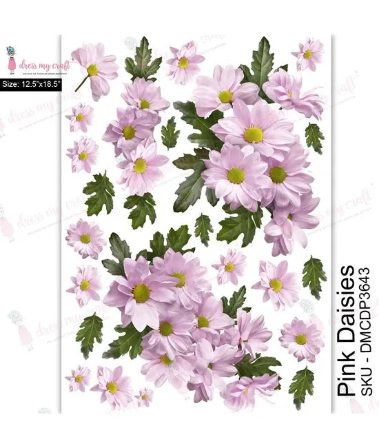 Dress My Craft Transfer Me - Marguerites roses (12,5"x18,5")