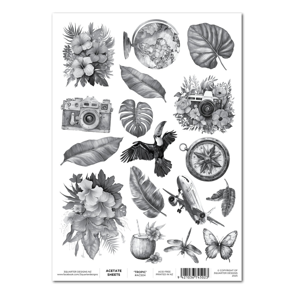 3Quarter Designs A4 Acetate - Tropic — Ecstasy Crafts