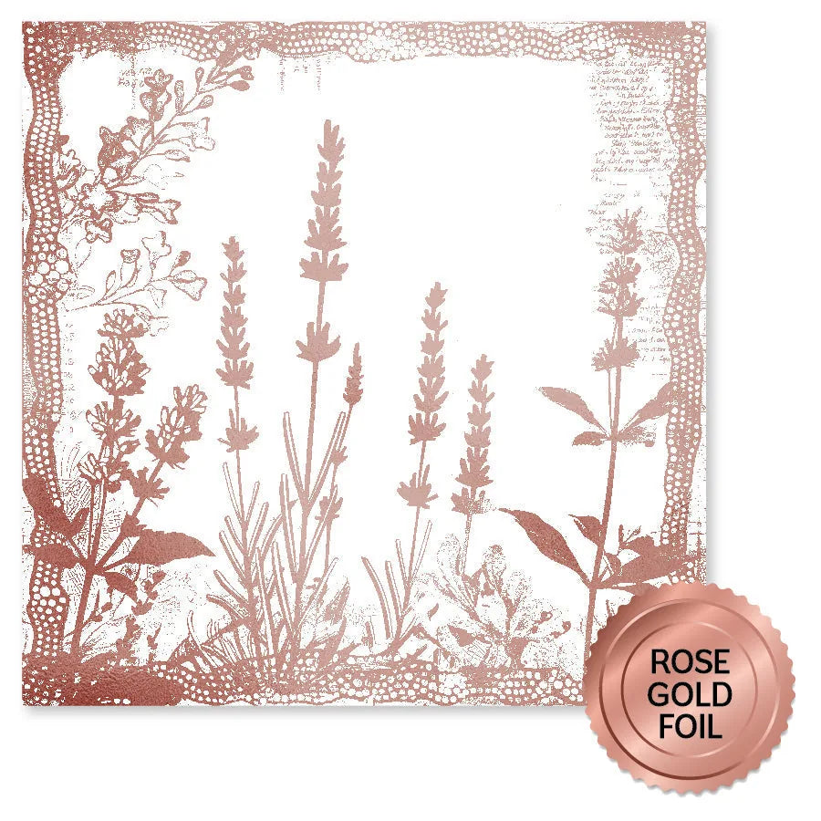 Papier 12x12 Feuille d'Or Rose Lavande & Roses (Paquet en Gros de 6) 32199