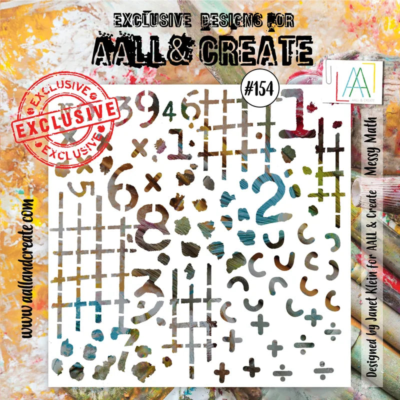 AALL and Create #154 - 6"x6" Stencil - Messy Math