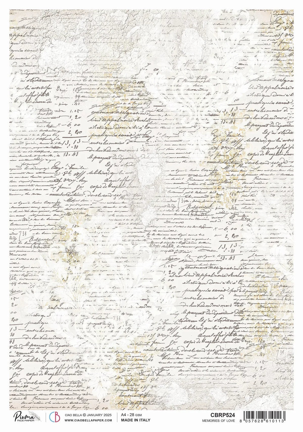 Papier de riz A4 Souvenirs d'amour - 5 feuilles