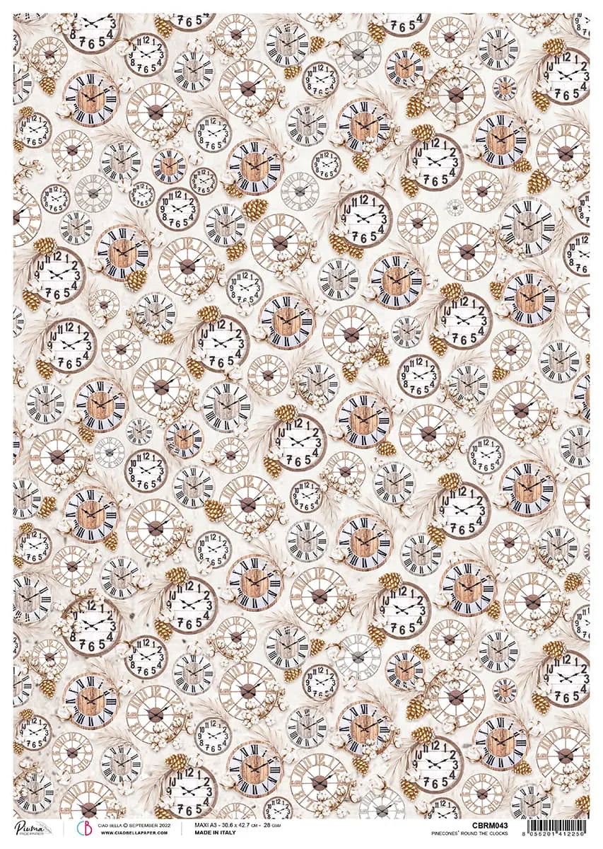 Papier de riz A3 Piuma Pommes de pin - 3 feuilles
