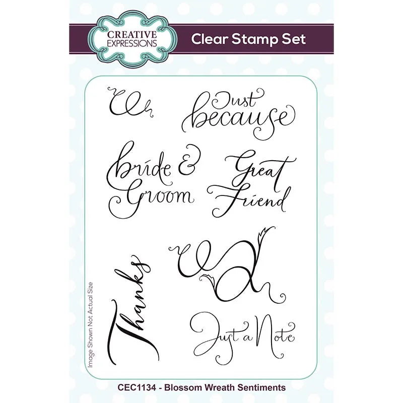 Creative Expressions Couronne de fleurs Sentiments Ensemble de tampons transparents 4 po x 6 po