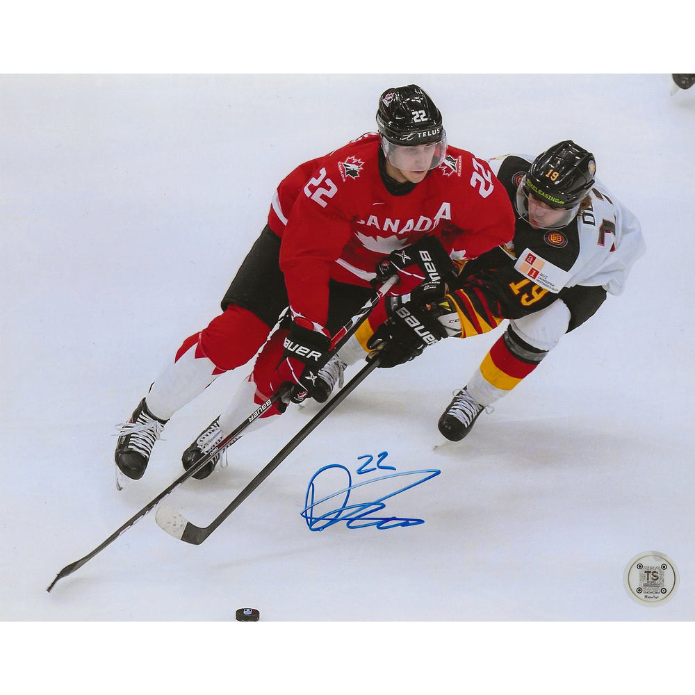 Dylan Cozens Autographed Team Canada World Juniors Skating w/ Puck 8x10 Photo — TS Sports Memorabilia