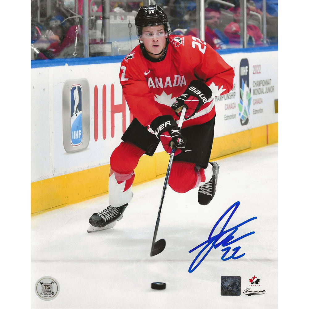 Jack Thompson Autographed Team Canada Skating with Puck 8x10 Photo — TS Sports Memorabilia