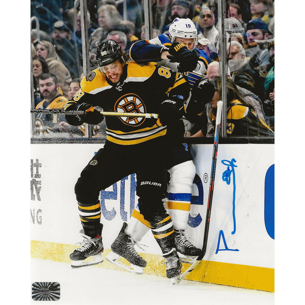 David Pastrnak Autographed Boston Bruins Body Check Against Boards 8x10 Photo — TS Sports Memorabilia
