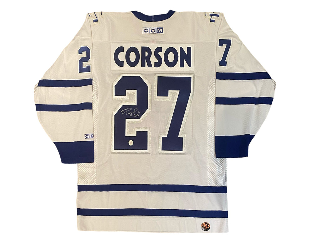 Shayne Corson Autographed Toronto Maple Leafs Away White CCM Replica Jersey — TS Sports Memorabilia