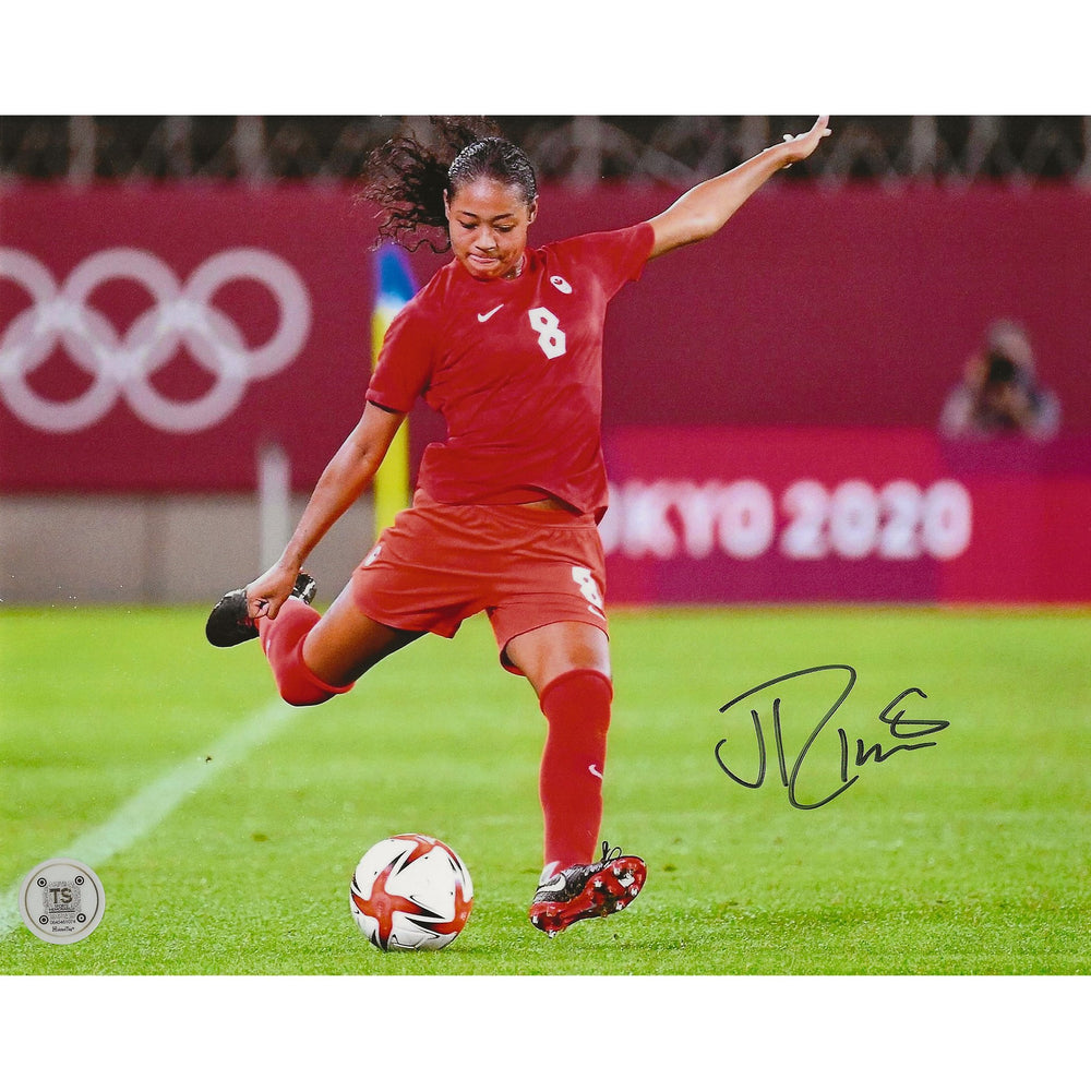 Jayde Riviere Autographed Canada Women's National Team Kicking 8x10 — TS Sports Memorabilia
