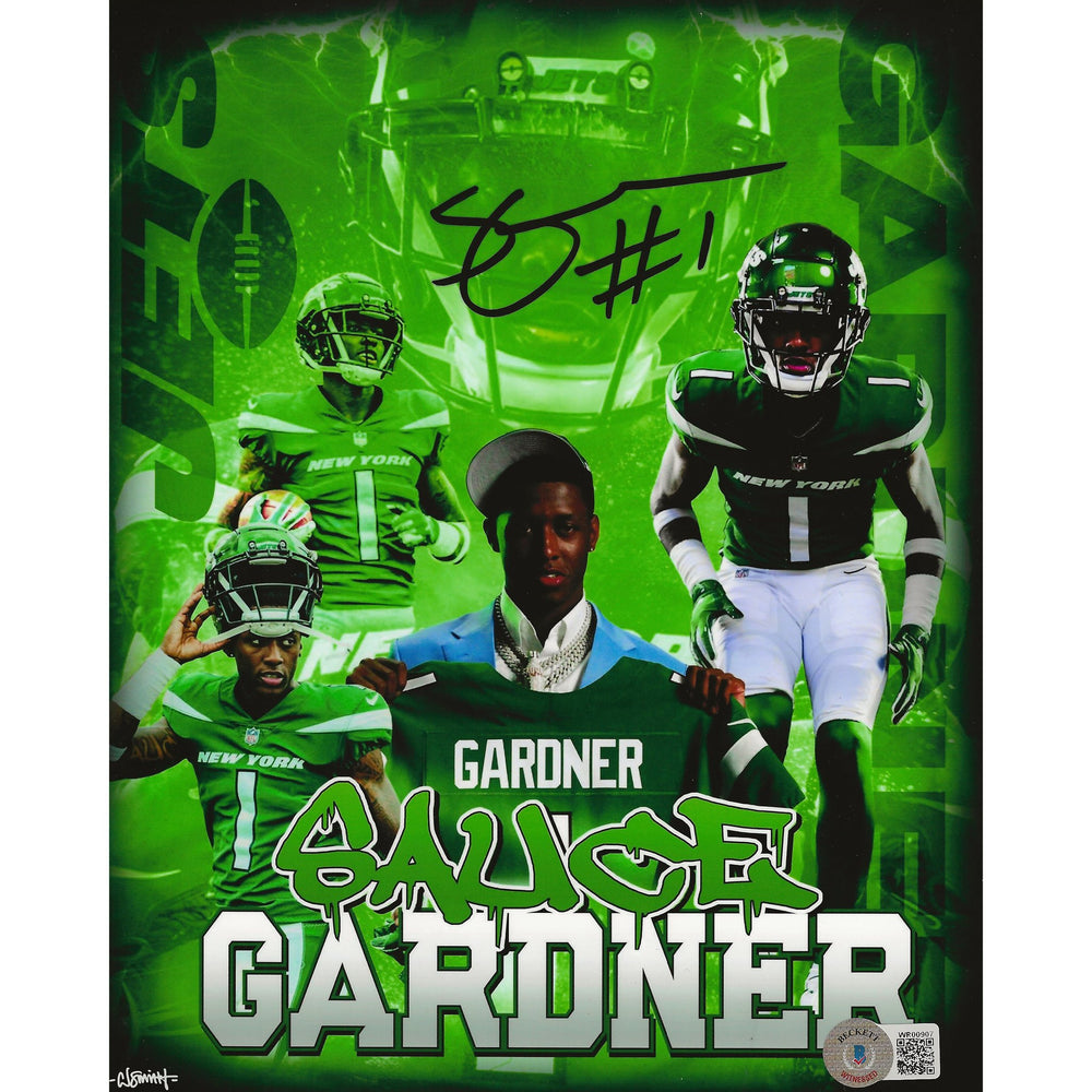 Sauce Gardner Autographed New York Jets Artwork 8x10 Photo — TS Sports Memorabilia