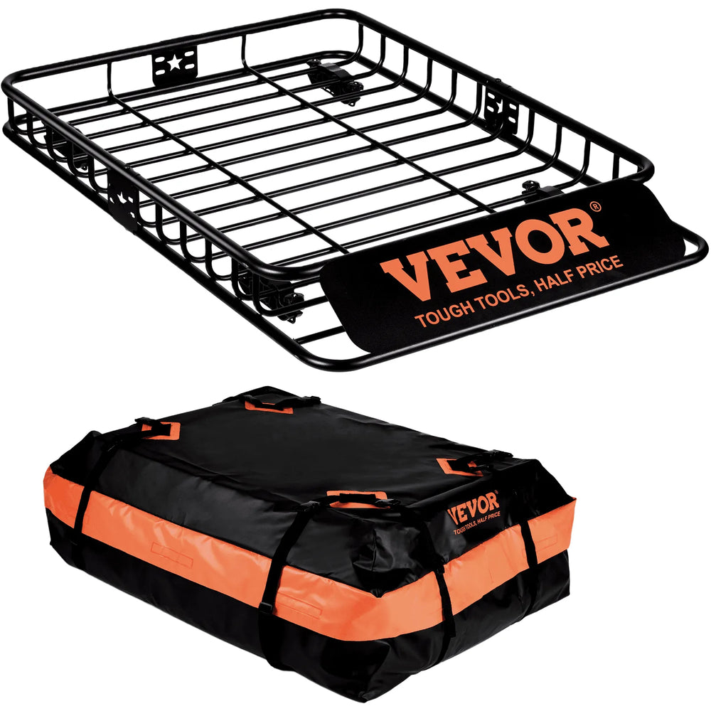 Panier de toit VEVOR, porte-bagages de toit 51" x 36" x 5" avec sac de transport étanche de 15 Cu Ft, capacité de 200 LBS, support universel pour VUS et camions