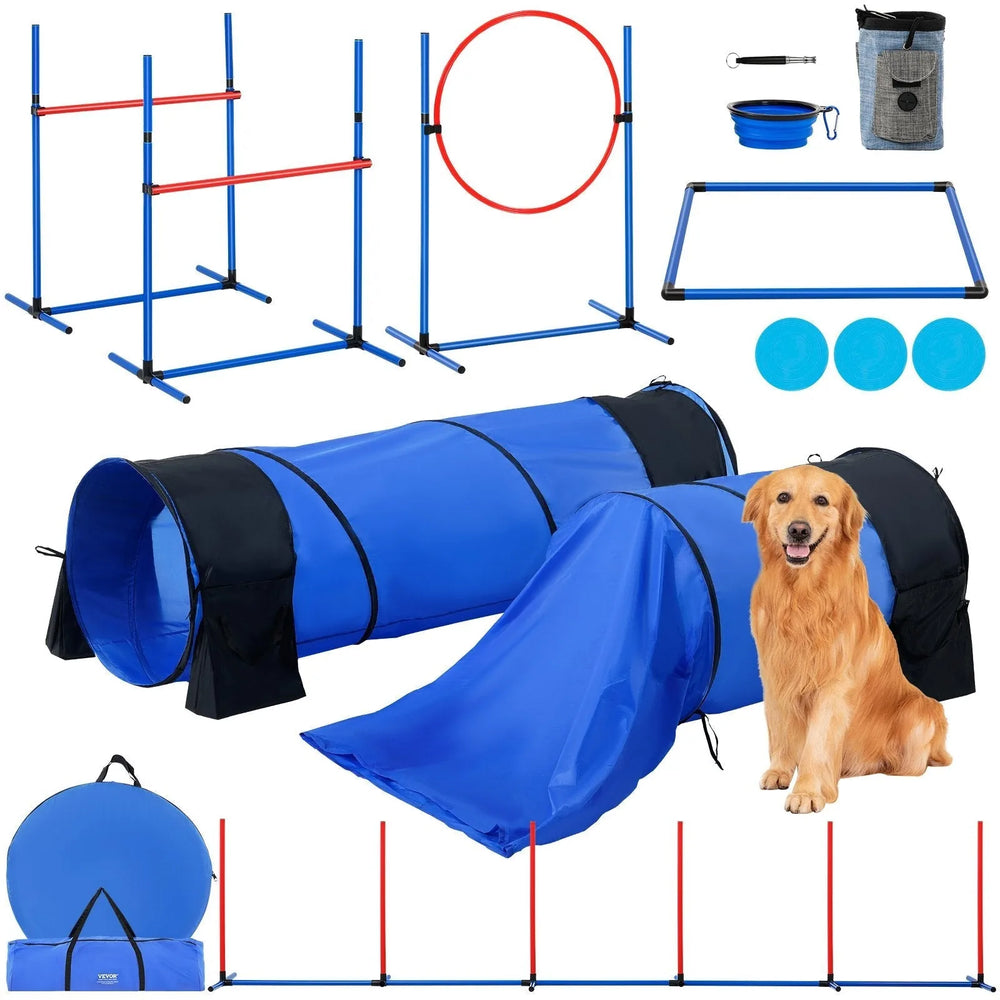 Équipement d'agilité pour chiens VEVOR, ensemble de 7 pièces avec haies, 2 tunnels et anneau de saut