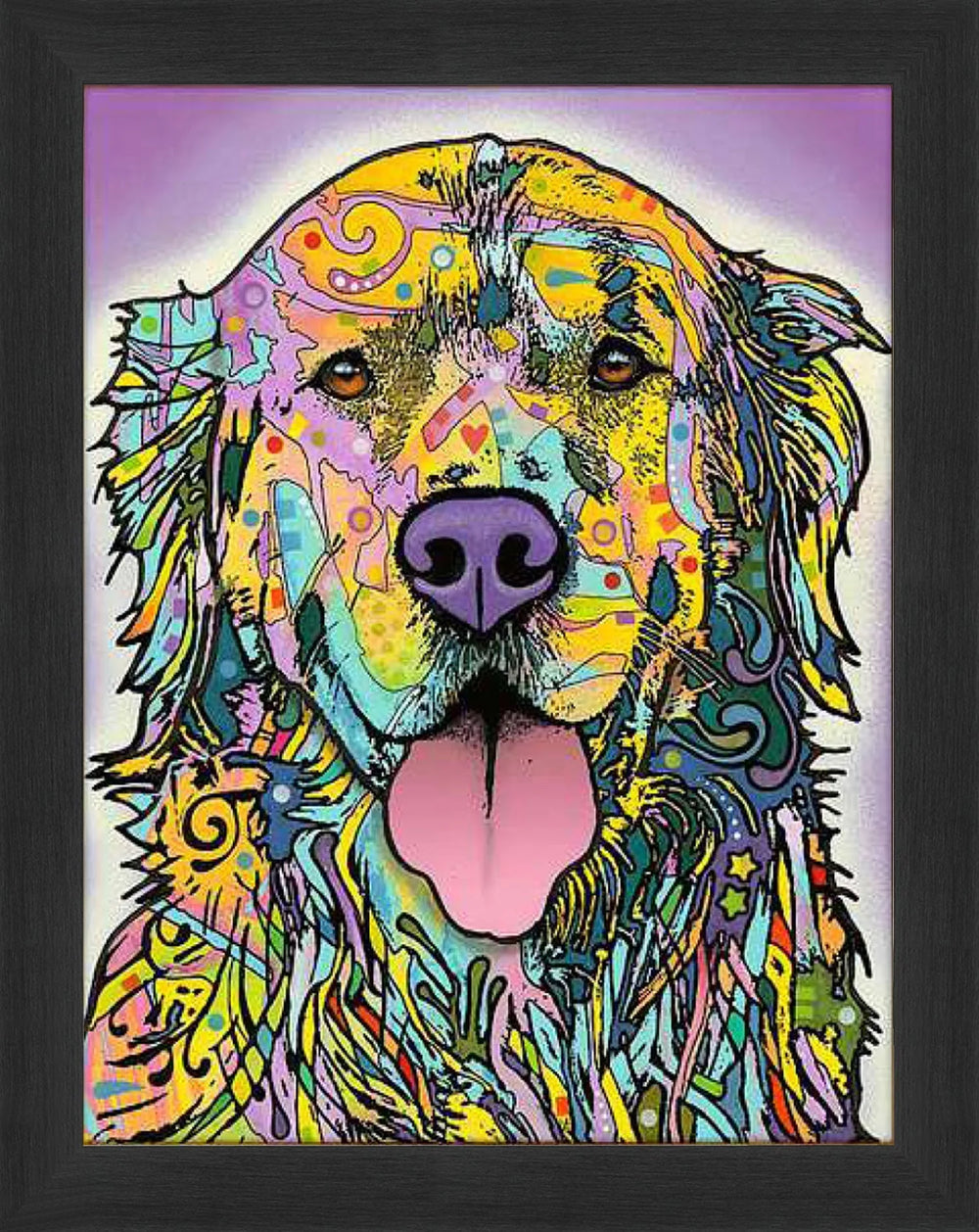 SILENCE IS GOLDEN RETRIEVER FRAMED CANVAS WALL ART (33.5" X 23.5") – COLORFUL DOG LOVER DÉCOR