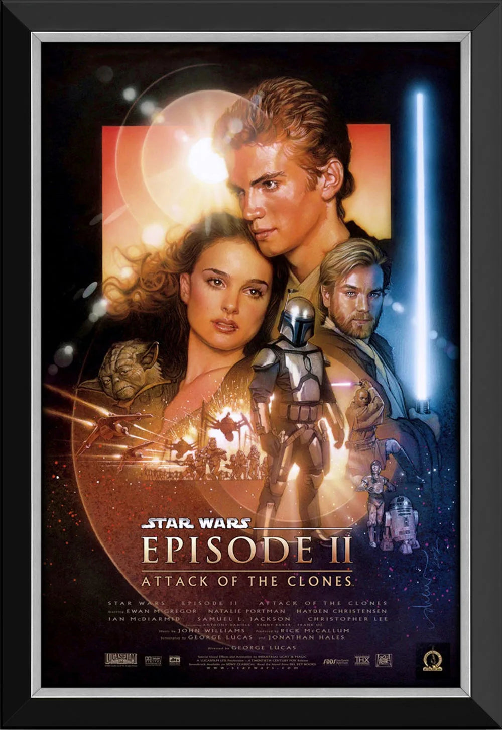 STAR WARS ÉPISODE II L'ATTAQUE DES CLONES POSTER ENCADRÉ ART MURAL PRÉQUELLE OBJET DE COLLECTION (33,5" X 23,5")
