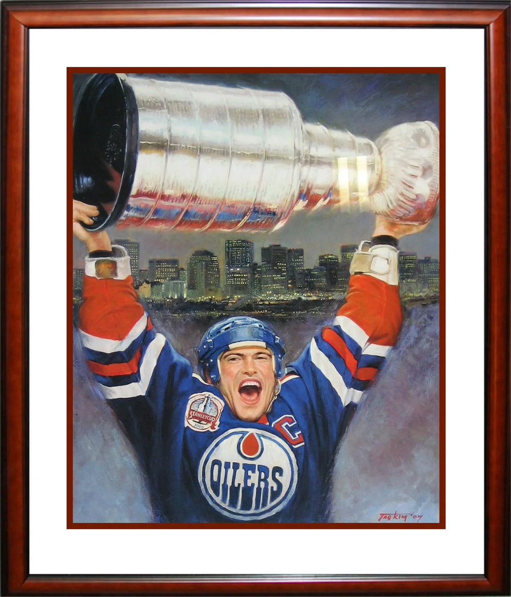 MARK MESSIER LIMITED EDITION LITHOGRAPH – FRAMED HOCKEY ART PRINT (32X28) – LTD /1111