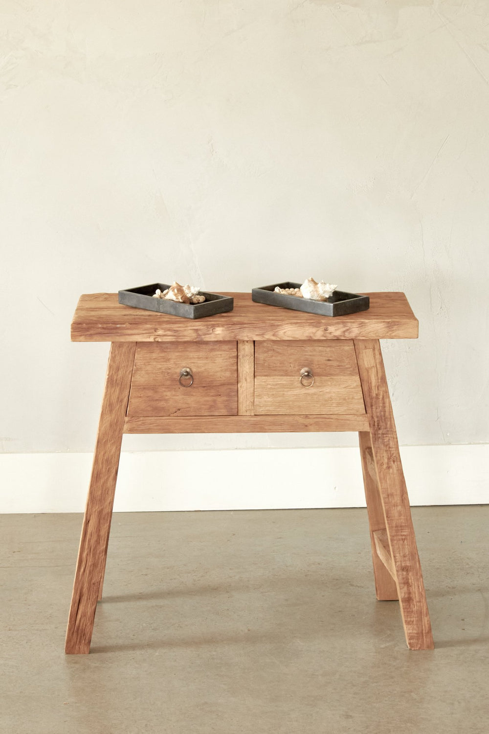 Recycled Teak Console Table - 2 Drawers