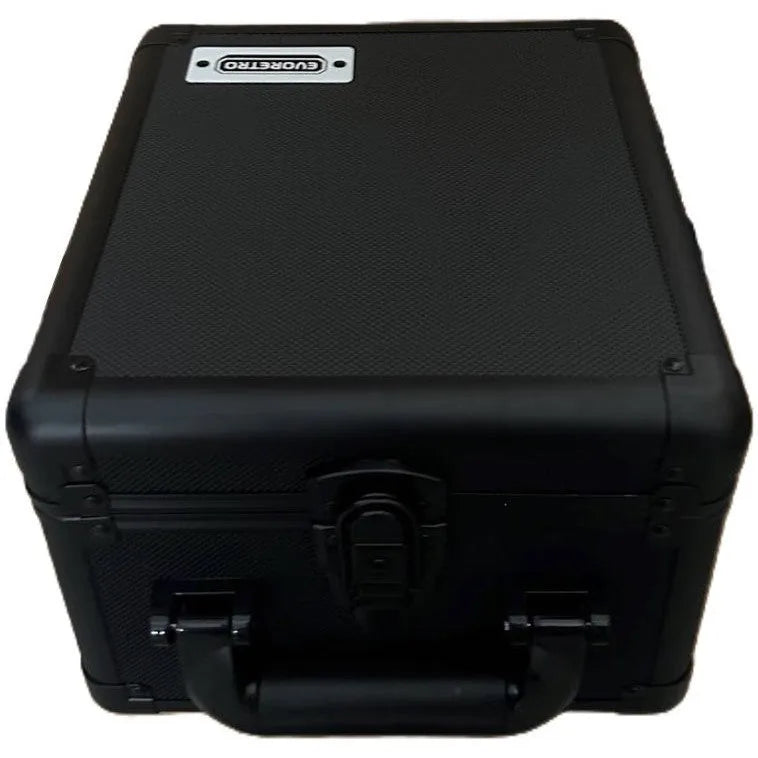 Evoretro - Boîte de rangement verrouillable en aluminium noir, robuste, pour cartes classées, 2 rangées