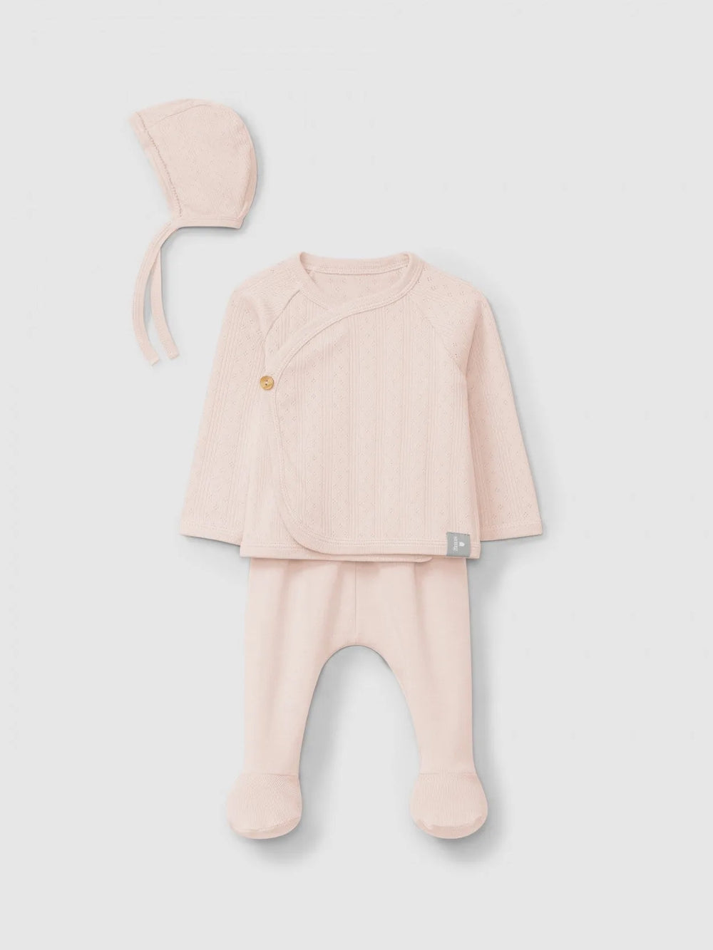 Ensemble trois pièces motif ajour | Rose | Confortable