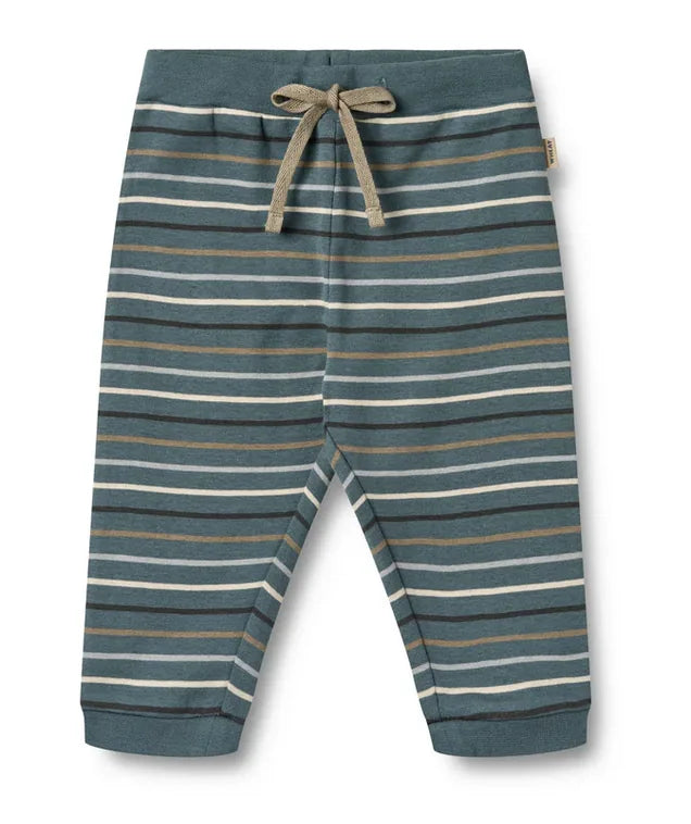 Pantalon en jersey Léo | Rayures multicolores bleues | Vêtements Wheat