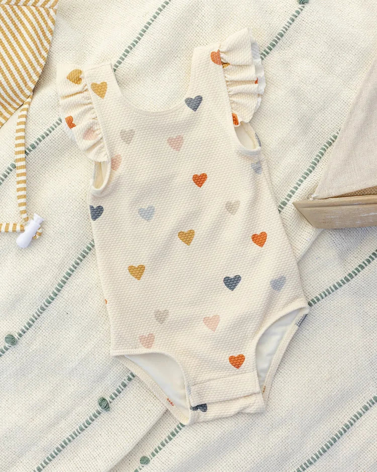 Maillot de bain une pièce dos nageur | Cœurs confettis | Quincy Mae