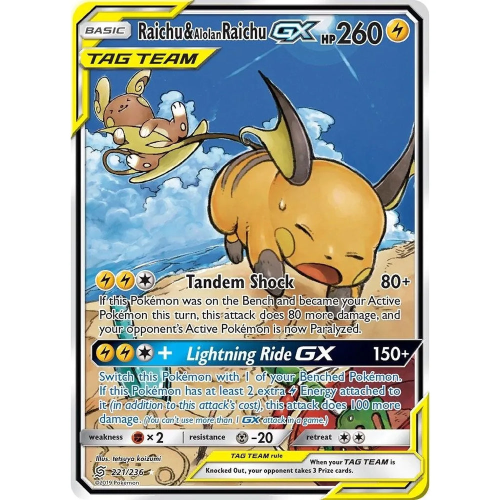 Raichu & Alolan Raichu GX (Art alternatif complet) (221/236) (SM11)