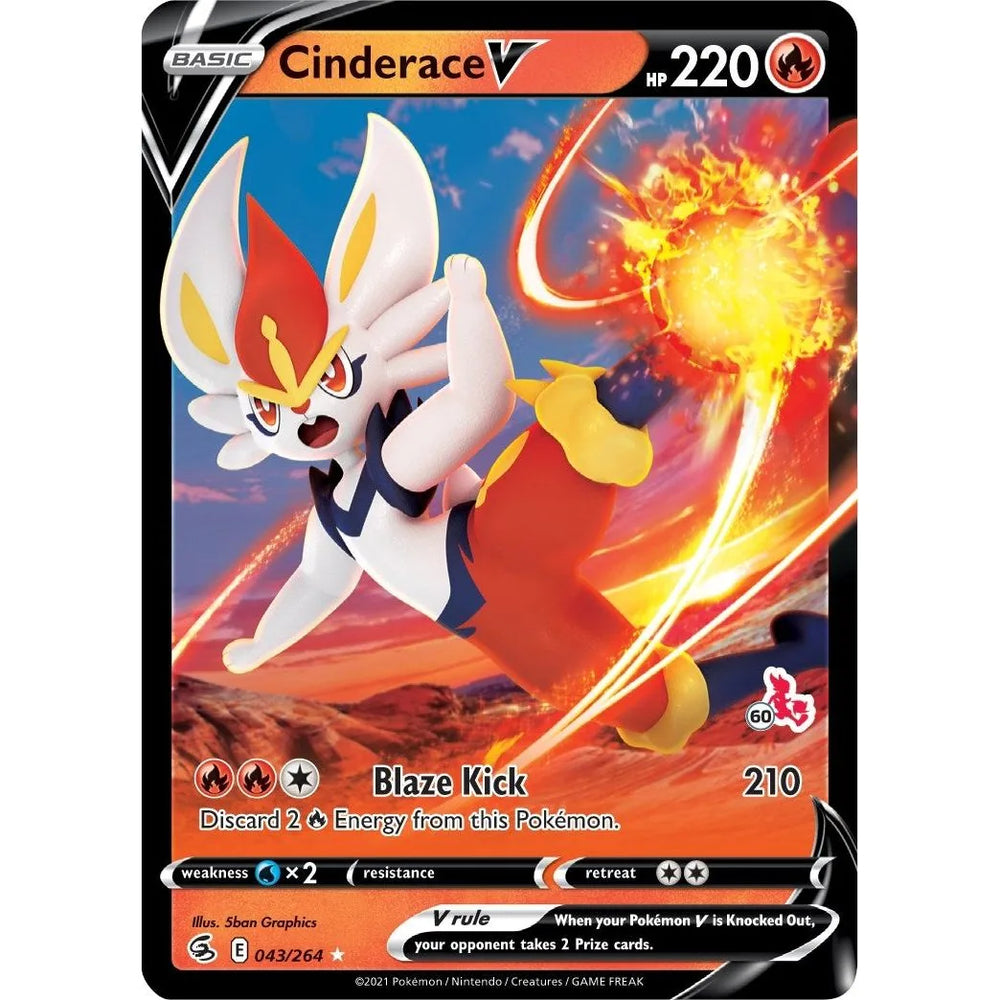 Cinderace V - 043/264 (#60 Cinderace Stamped) (043/264) (BA22)