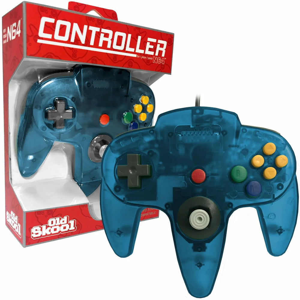 Manette translucide bleue-verte pour N64