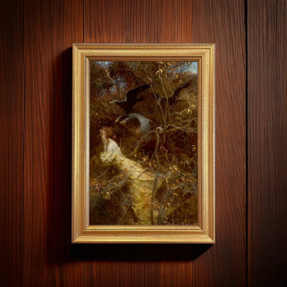 Les Bois Hantés – Reproduction d'une peinture à l'huile victorienne sur satin