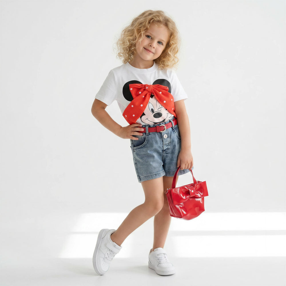 Red Denim Girls Set & Bag