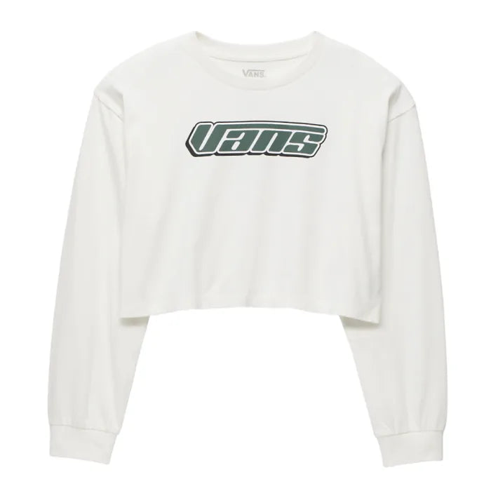 Vans 'Retro V' Haut à Manches Longues Coupe Courte - Blanc (Pour Femmes)
