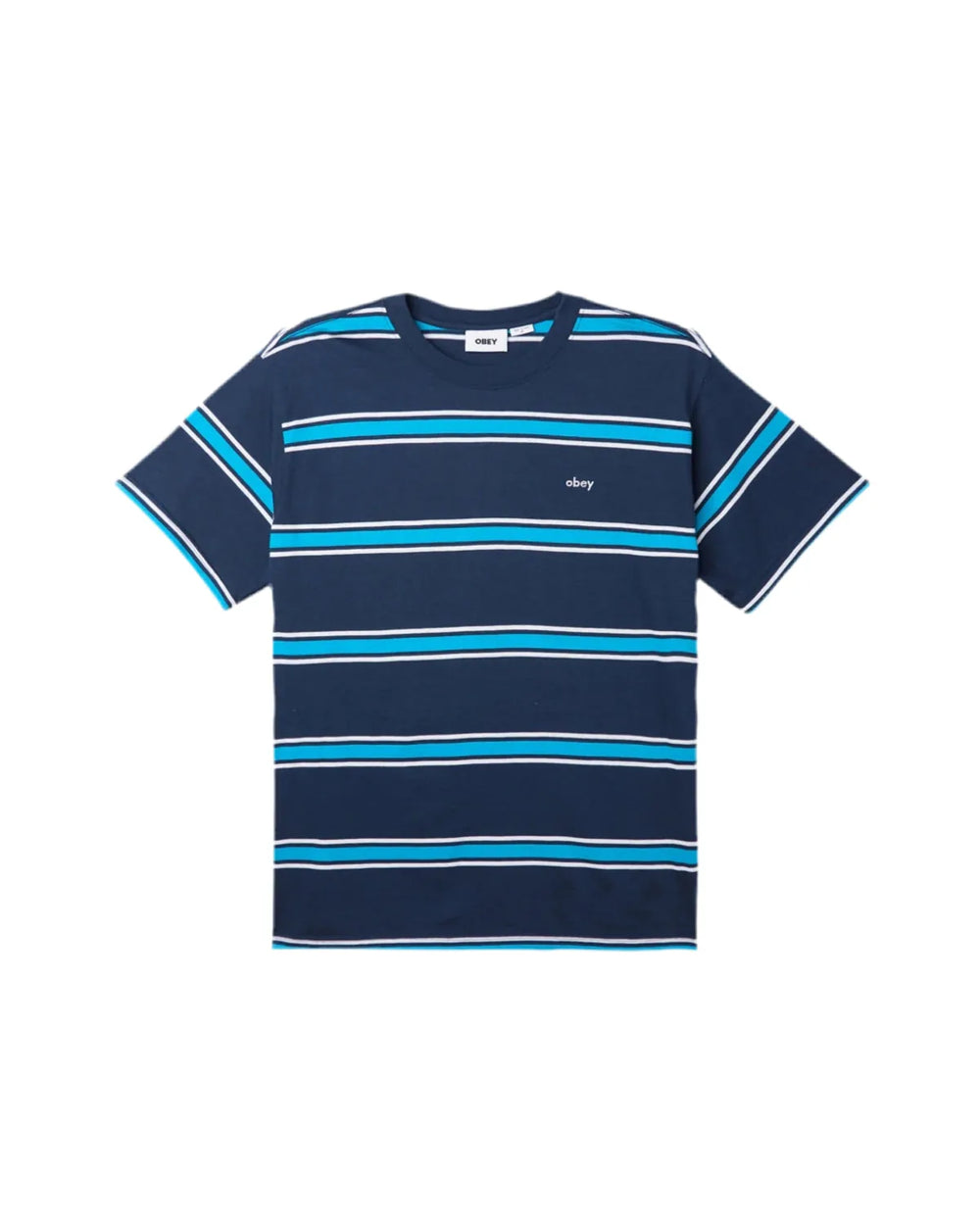 T-shirt Obey 'Twenty Stripes' - Bleu marine académie multi