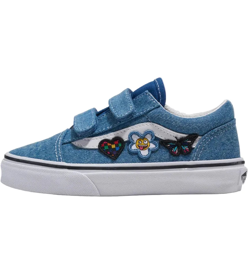Chaussures Vans 'Old Skool Velcro' - Denim Marine/Blanc Authentique (ENFANTS)