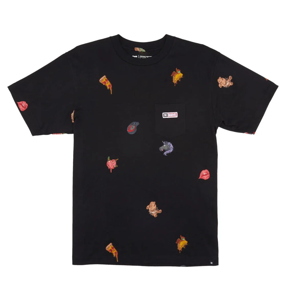 DC Shoes x Marvel 'Deadpool All Over' Pocket Tee - Black