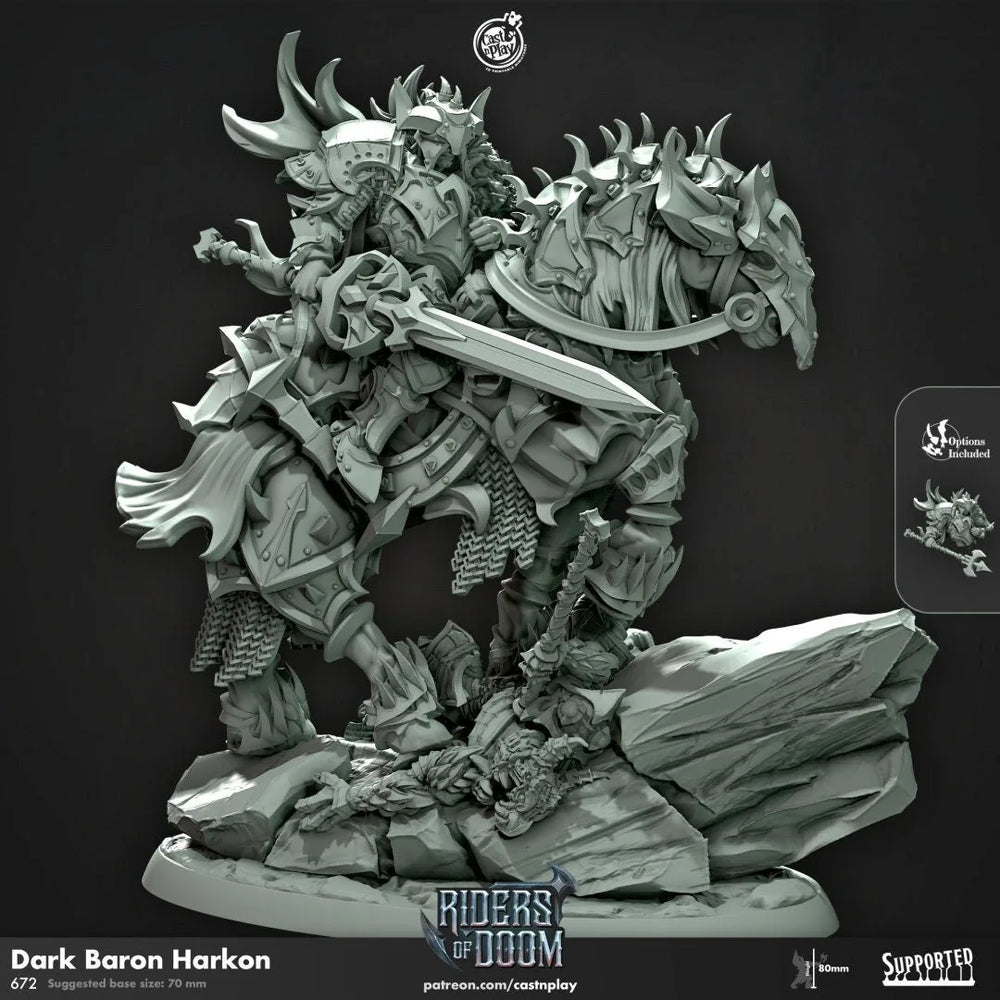 Baron Harkon Sombre - Figurine D&D Cast N Play Riders of Doom, Wargaming, Humain, Homme, Guerrier, Prêtre, Paladin, Boss, Monstre, Maléfique, Mort-vivant