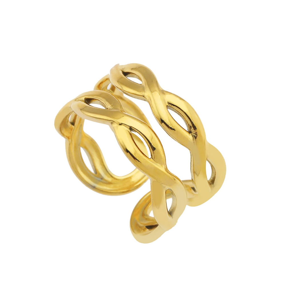 VENESSA Or : Bague Ajustable à Motif Répété Entrelacé