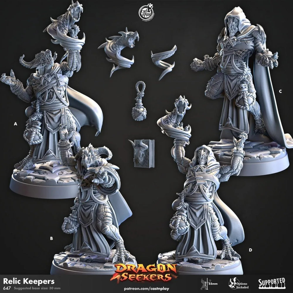 Relic Keepers - Cast n Play Dragon Seekers | DnD Miniature | Dragonborn | Wizard | Sorcerer | Warlock | Male | Magic | Alchemist | Rogue
