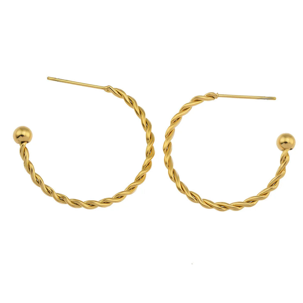 Boucles d'oreilles anneau torsadé ANNA en plaqué or