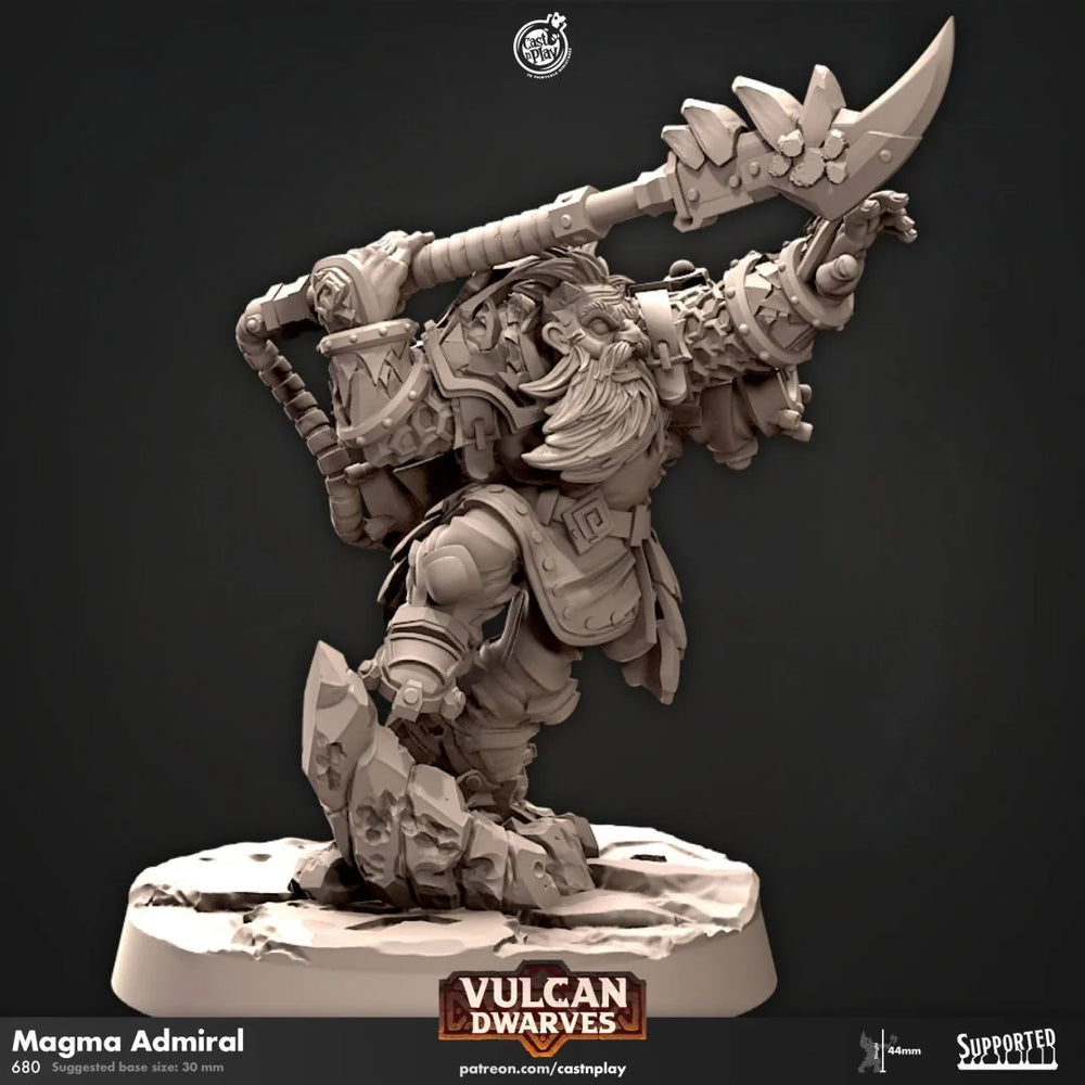 Lava Admiral - Figurine de jeu de rôle - Nains de Vulcain Cast N Play | Nain 32mm | Guerrier | Prêtre | Paladin | Barbare | Inventeur | Pathfinder